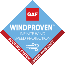 GAF Wind Proven Infinite Wind Speed Protection Roofing System Limited Warranty logo
